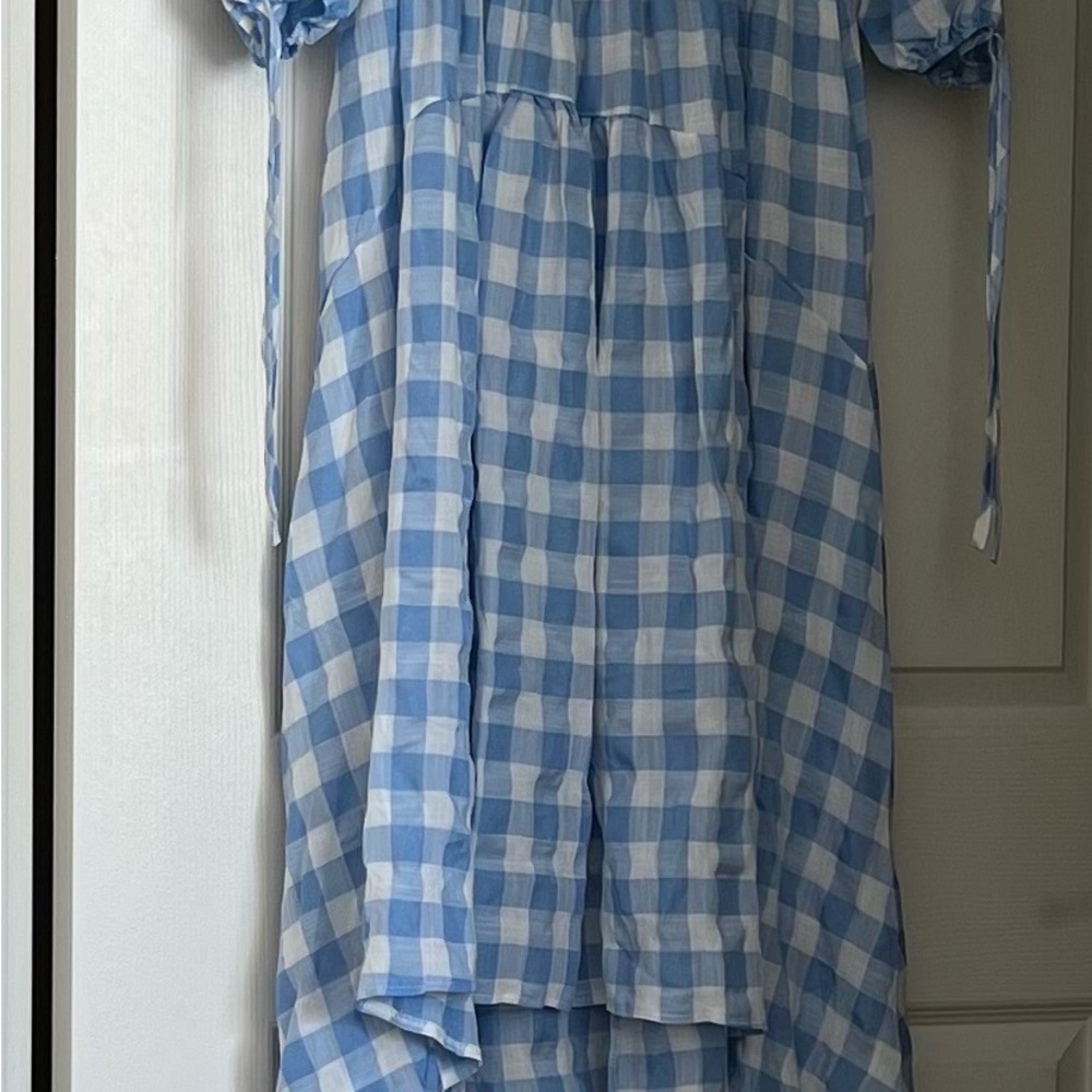 NWT ORNIYA LIGHT BLUE AND WHITE CHECKERED DRESS SIZE 8